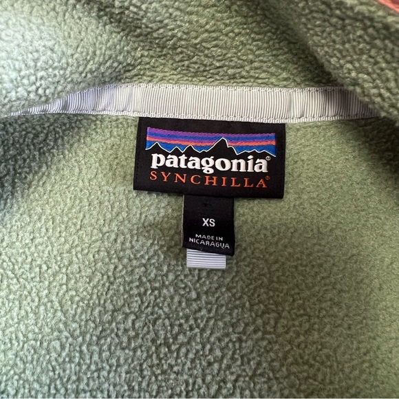 Patagonia Synchilla Women XS Green Blue Dual Tone Pink Trim Snap T Gorpcore - Picture 3 of 7